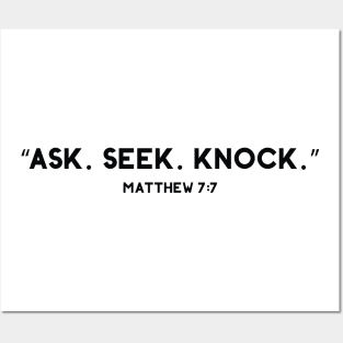 Christian Quote Matthew 7:7 Posters and Art